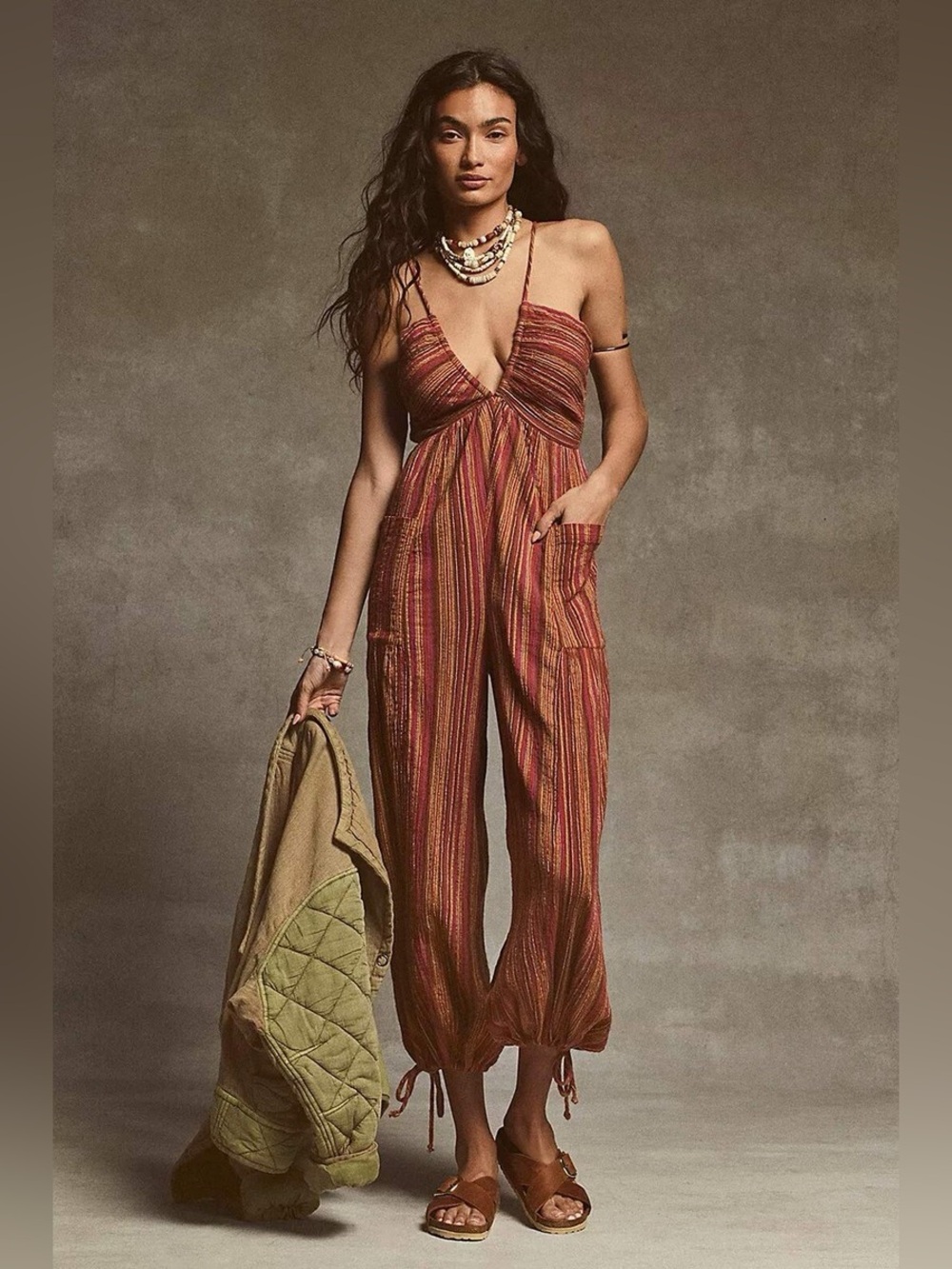 FREE PEOPLE Sundaze For Surfin Jumpsuit in Red Clay Combo